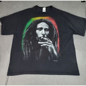 Vintage Bob Marley Smoking Shirt Mens 2XL Black Portrait Delta Pro‎ Weight Tag